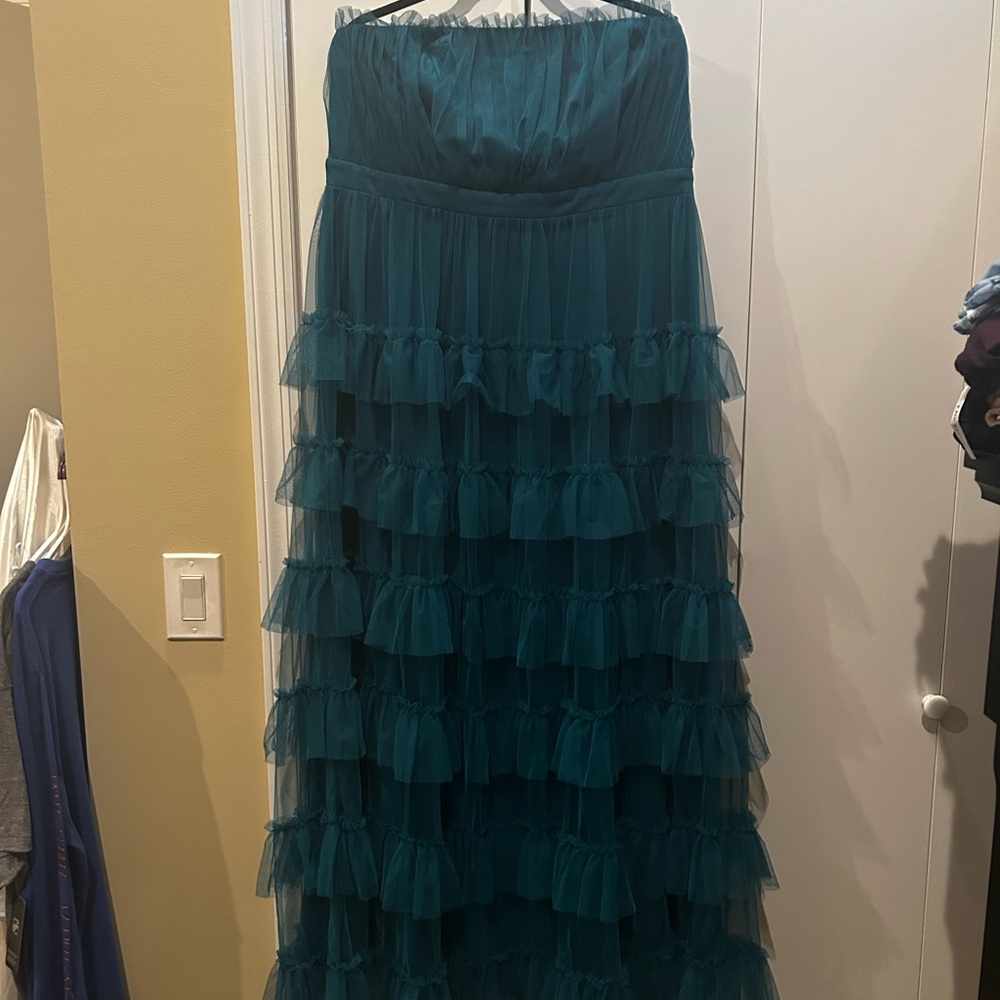 City Studio Teal Ruffled Maxi Skirt